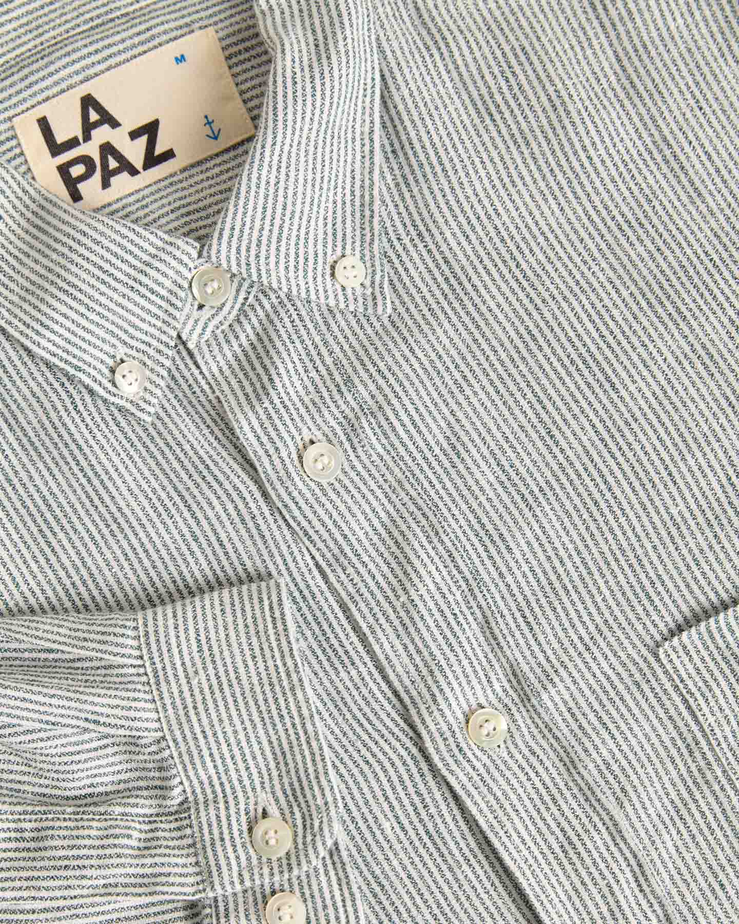 Branco Green Stripes Linen - Image 2