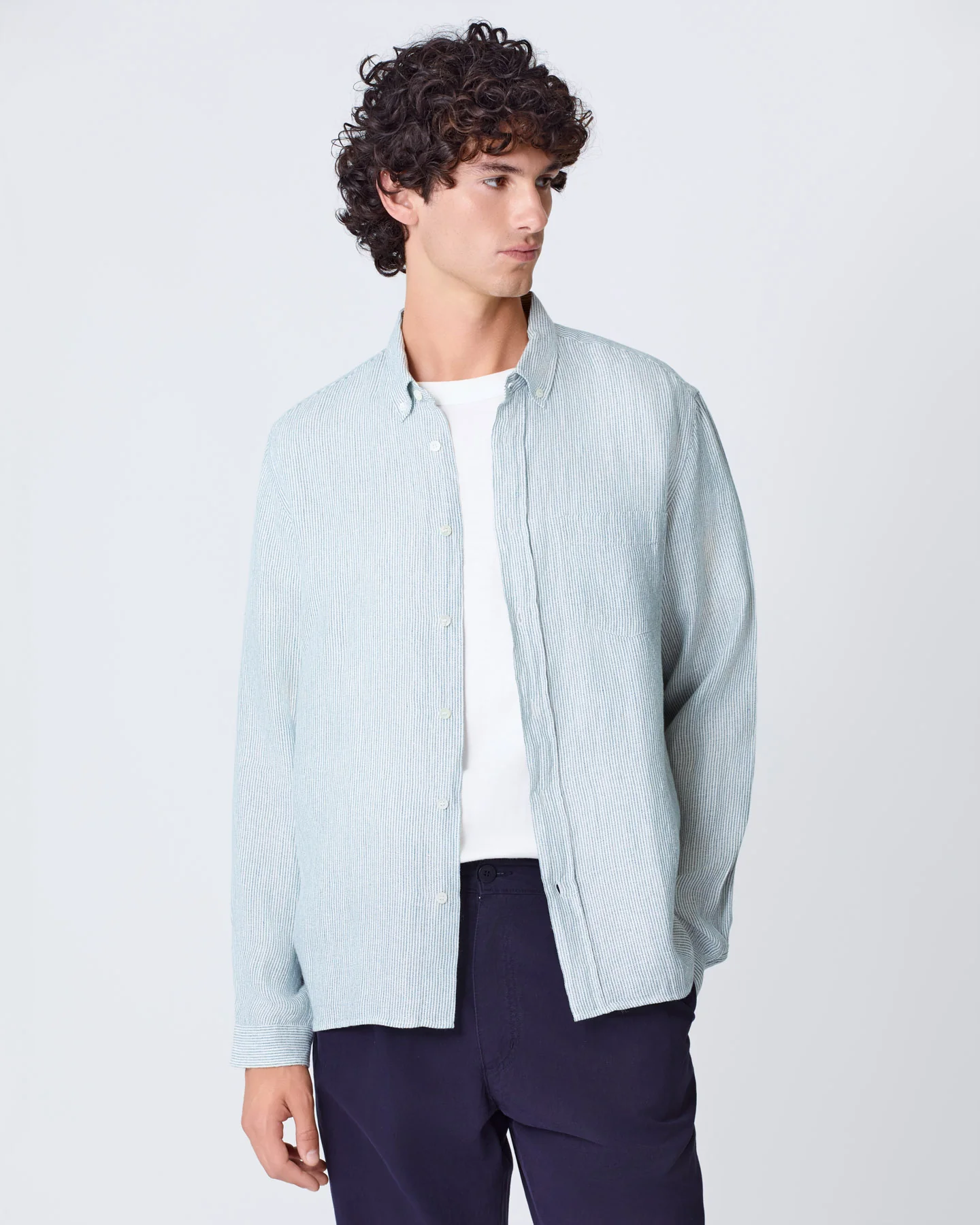 Branco Green Stripes Linen - Image 3